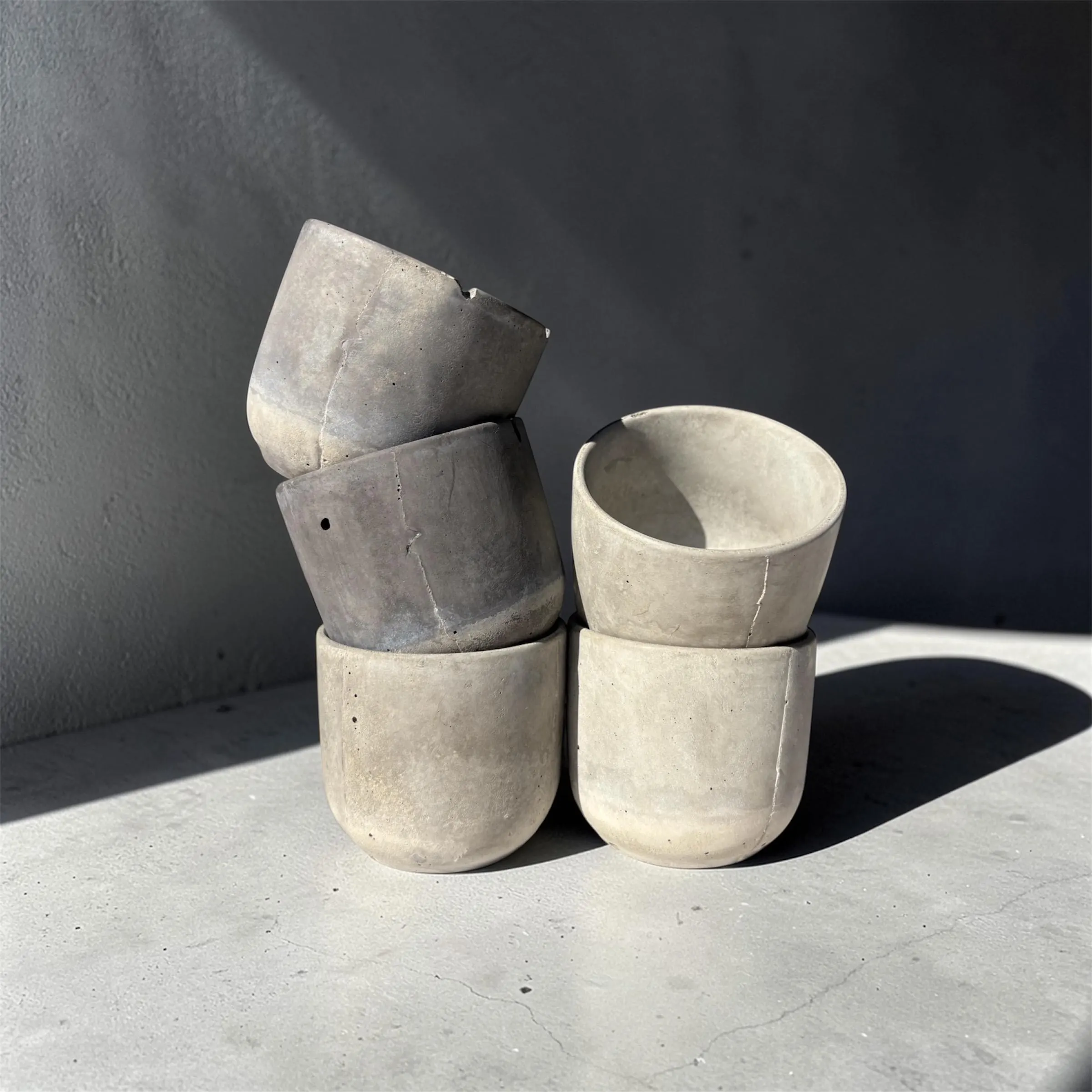 Handmade small concrete planter, japandi minimalist succulent vessel and air plant holder, California studio